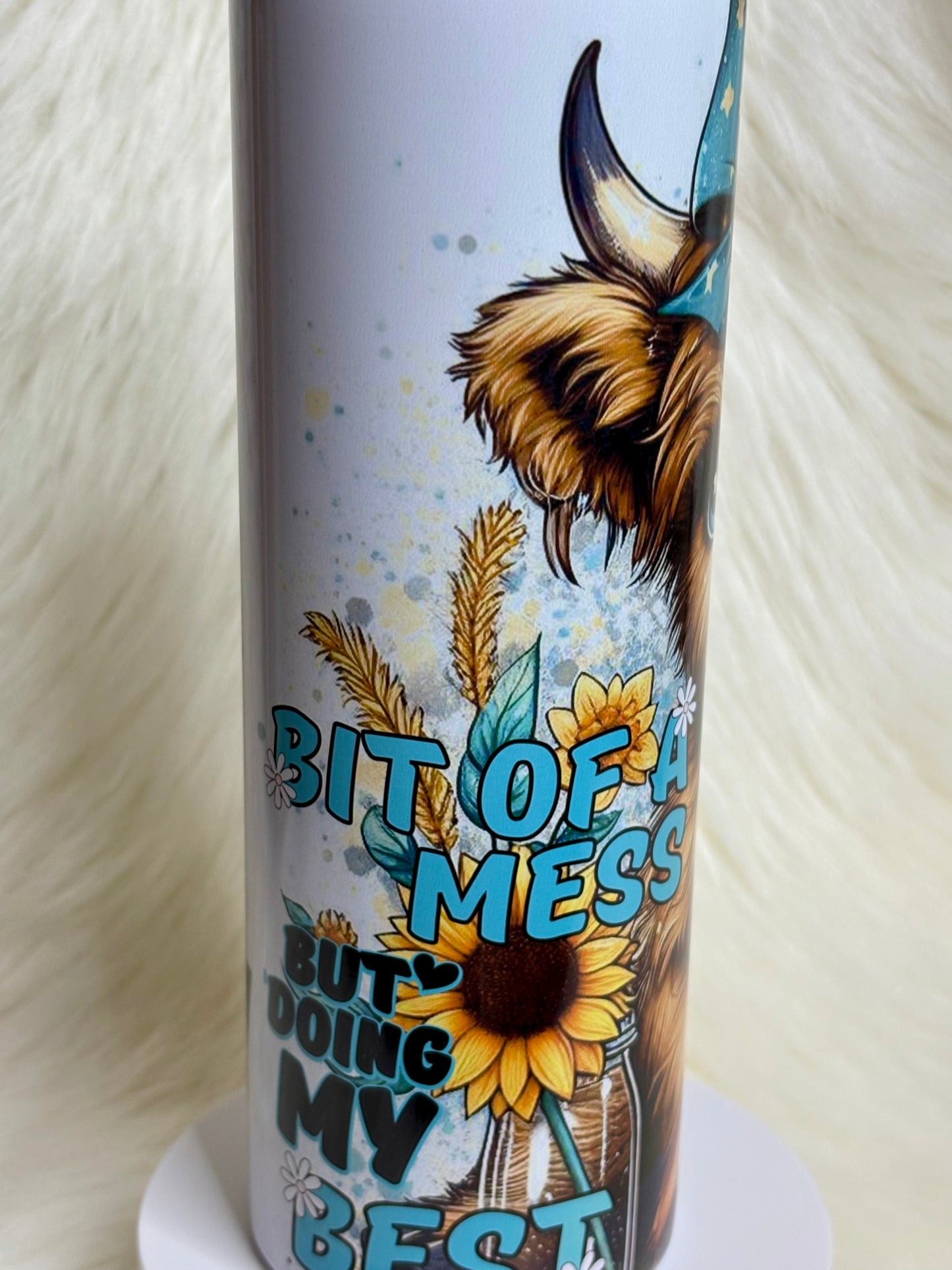 20oz Bit Of A Mess Cow Tumbler