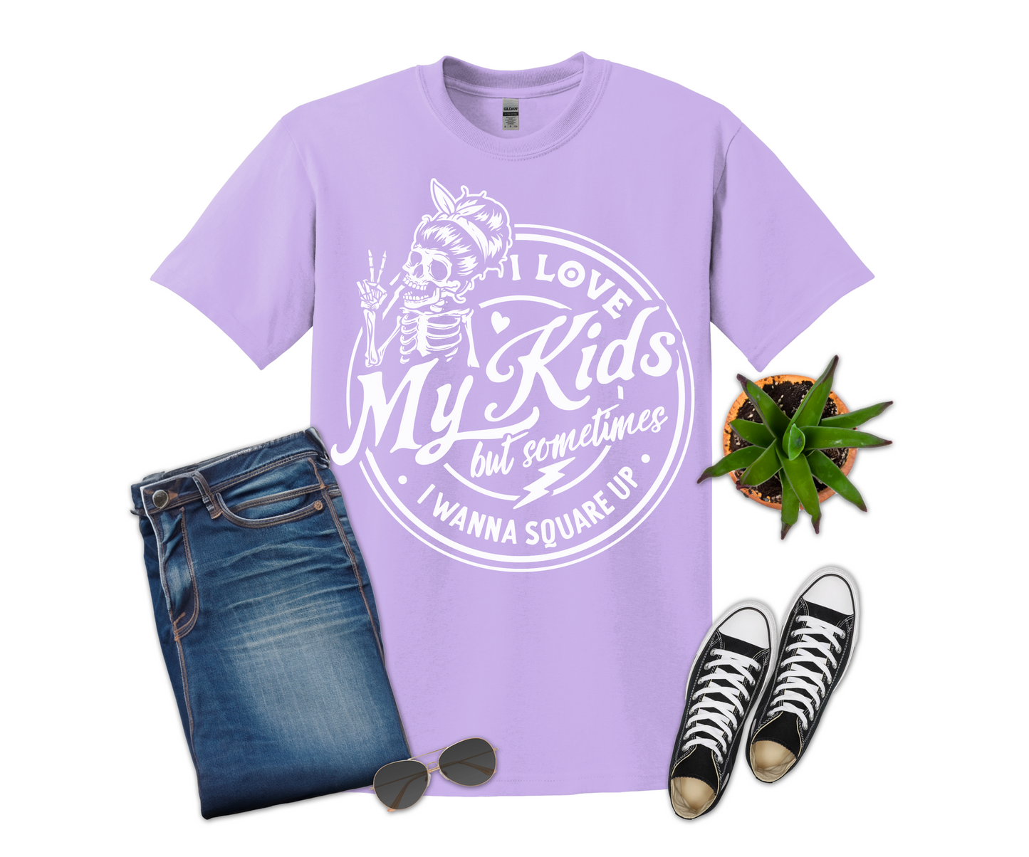 I Love My Kids White Design T-shirt