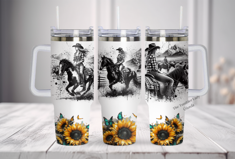 40oz Cowgirl N Sunflowers