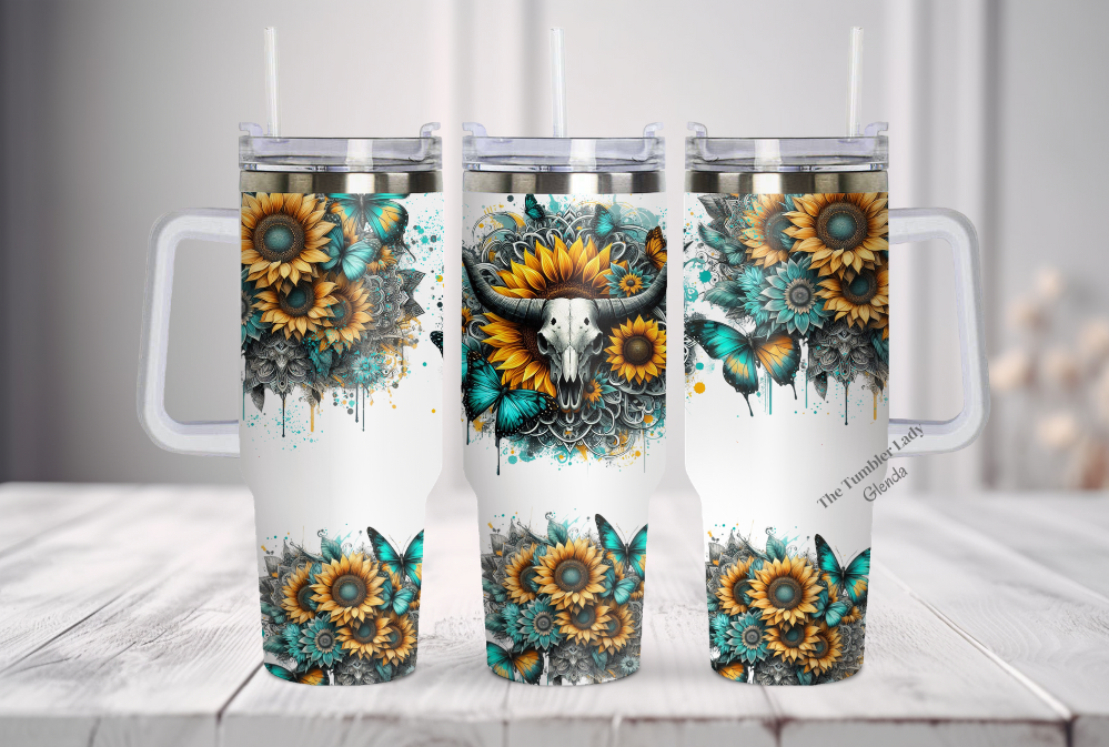 40oz Longhorn And Sunflowers