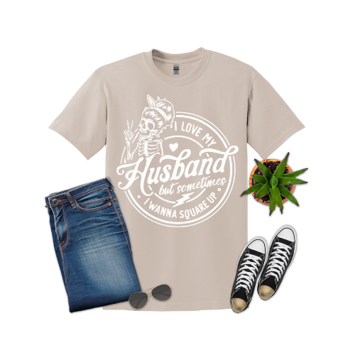 I Love My Husband White Design T-shirt