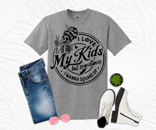 I Love My kids Black Design T-shirt