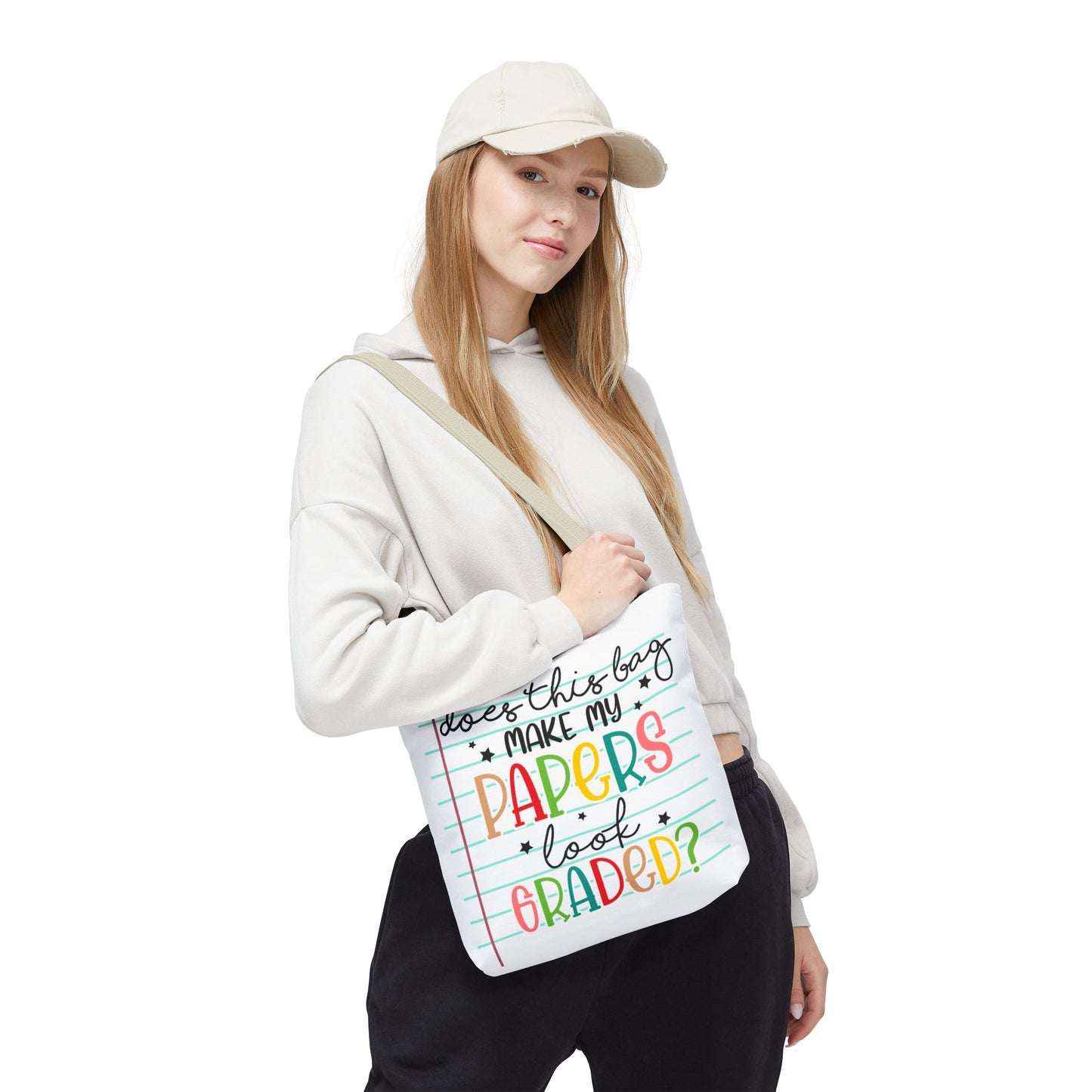 Colorful Funny Tote Bag - "Does This Bag Make My Papers Look Graded?" - Teacher Humor, Student Gift, School Supplies, Eco-Friendly Bag