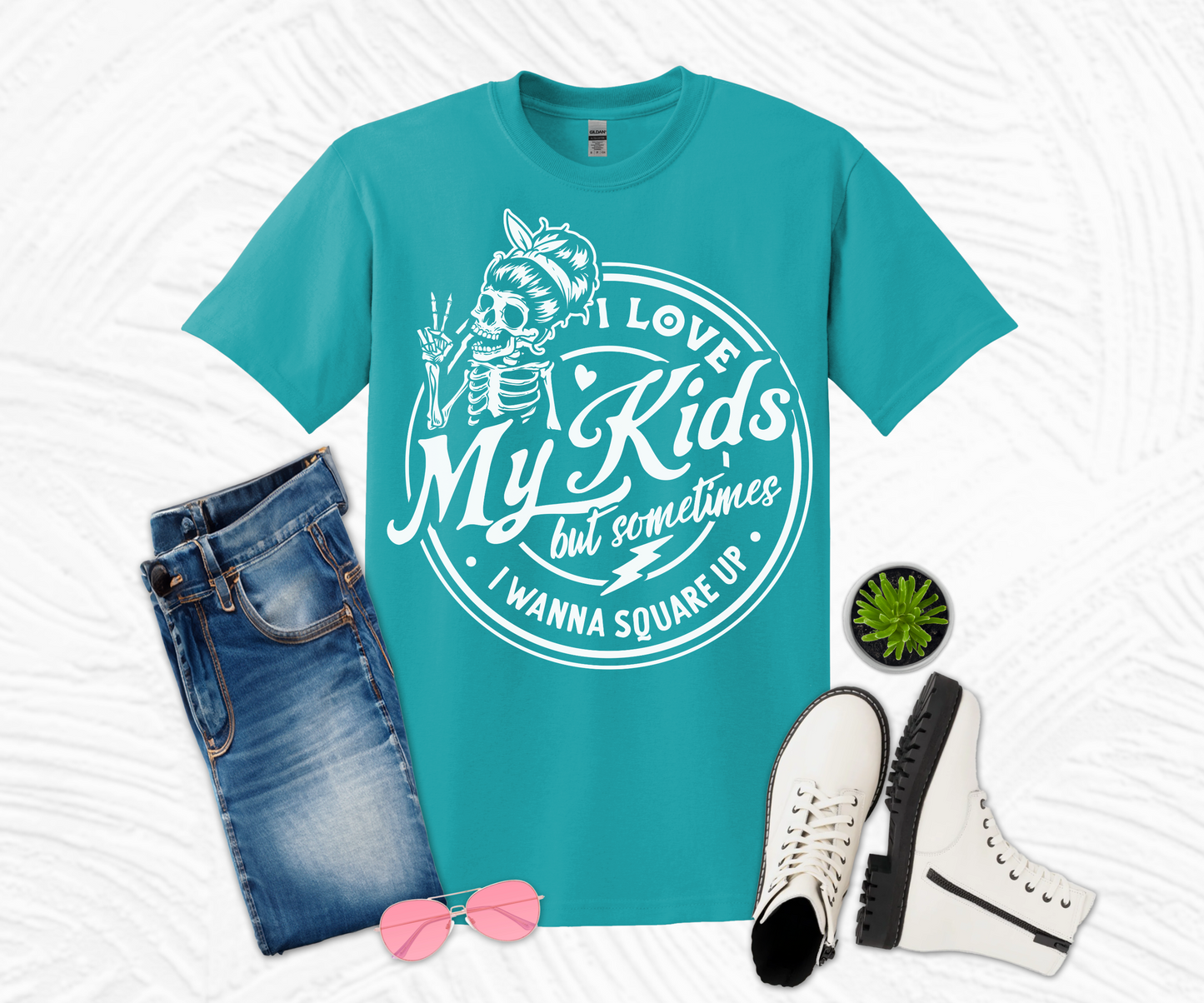 I Love My Kids White Design T-shirt