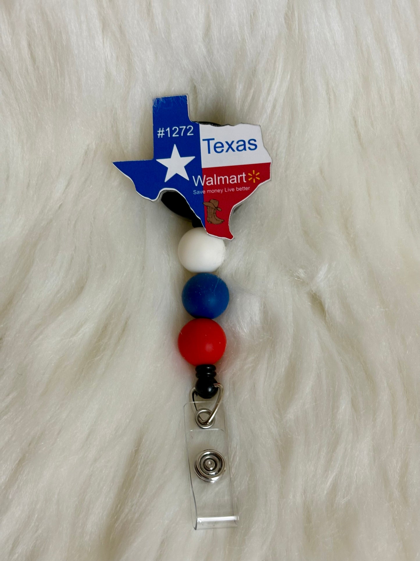 Texas Shaped Walmart Badge Reel Personalized