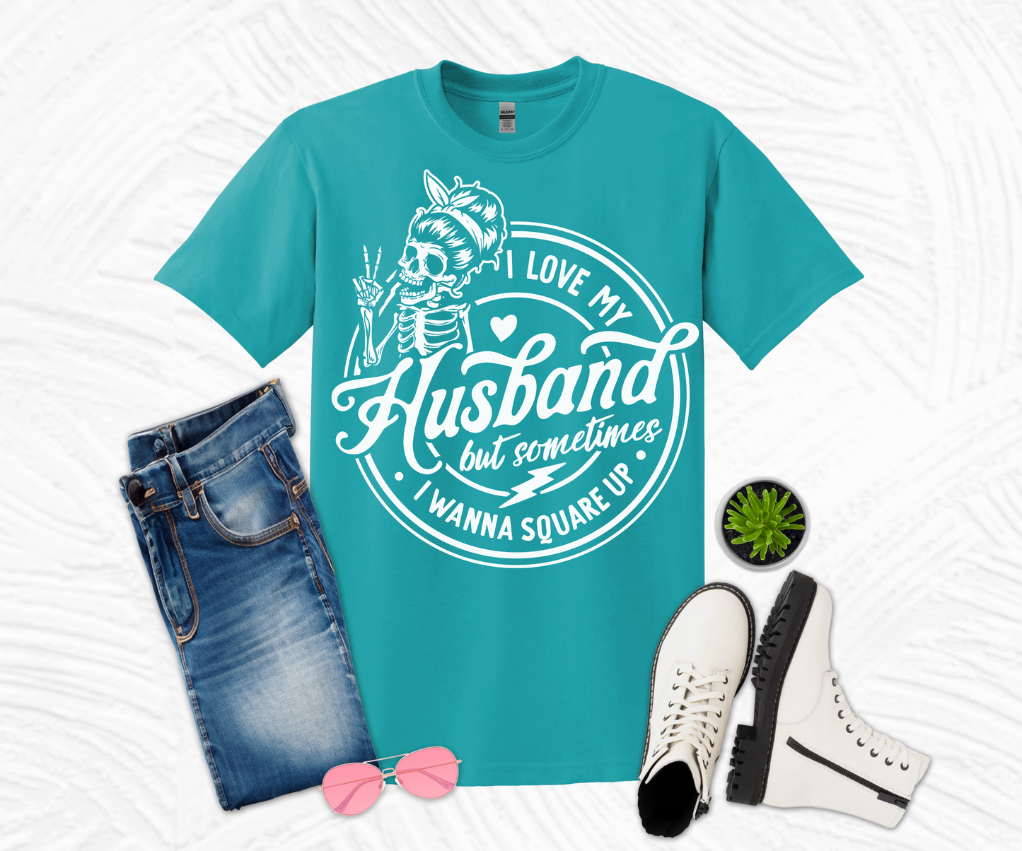 I Love My Husband White Design T-shirt