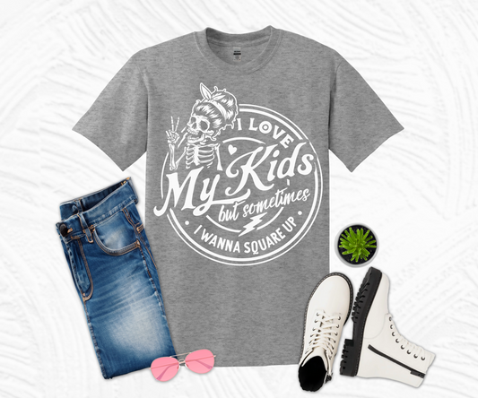 I Love My Kids White Design T-shirt