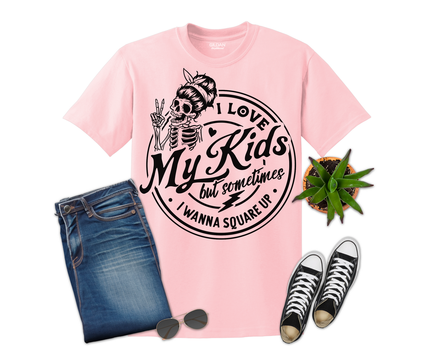 I Love My kids Black Design T-shirt