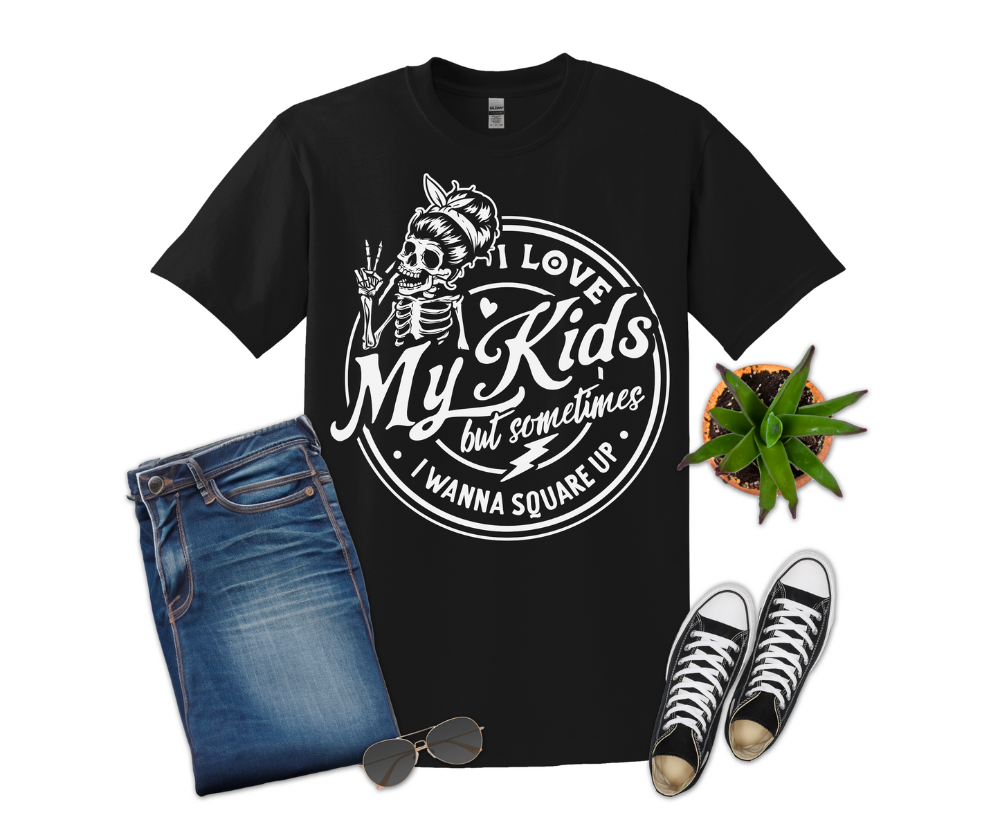 I Love My Kids White Design T-shirt