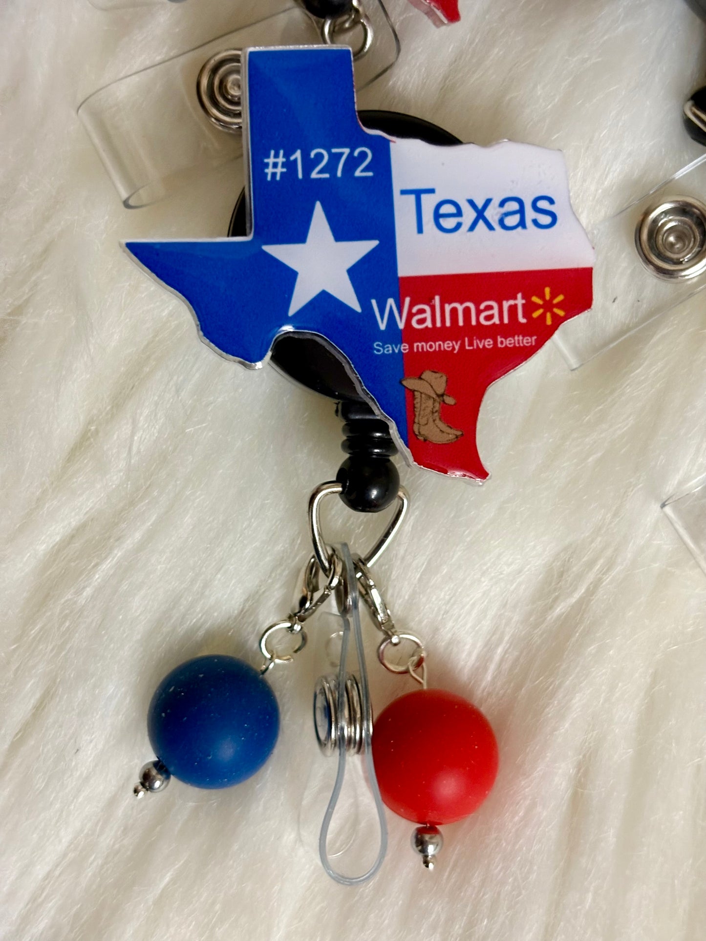 Texas Shaped Walmart Badge Reel Personalized