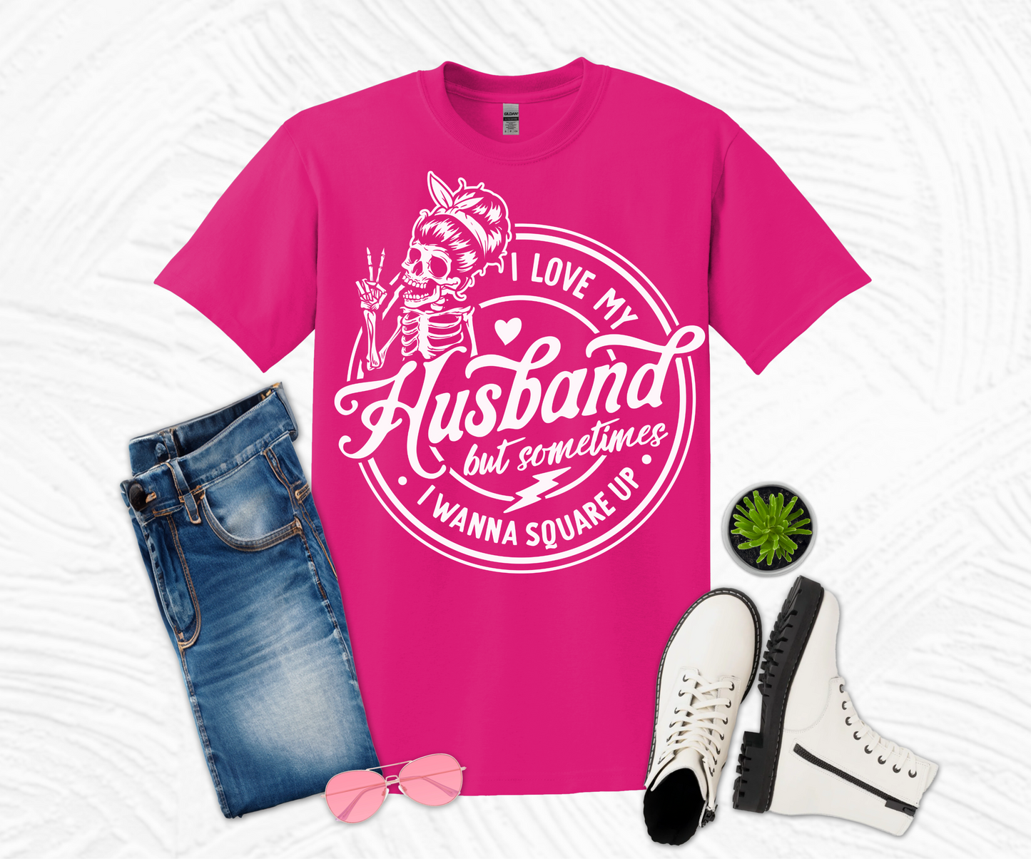 I Love My Husband White Design T-shirt