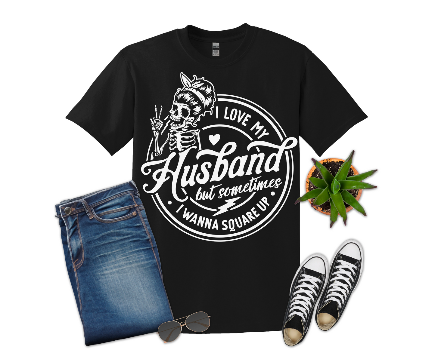 I Love My Husband White Design T-shirt