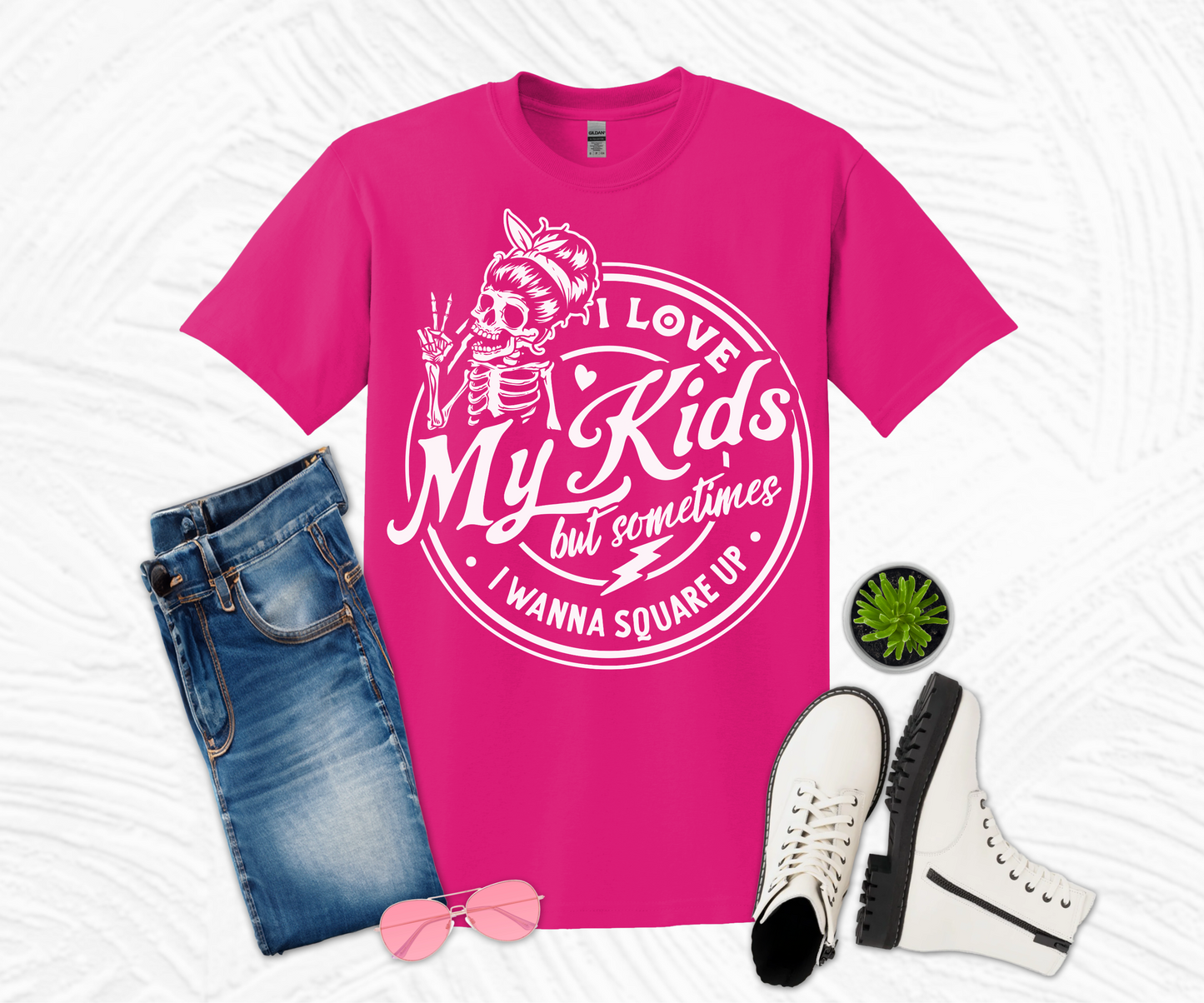 I Love My Kids White Design T-shirt