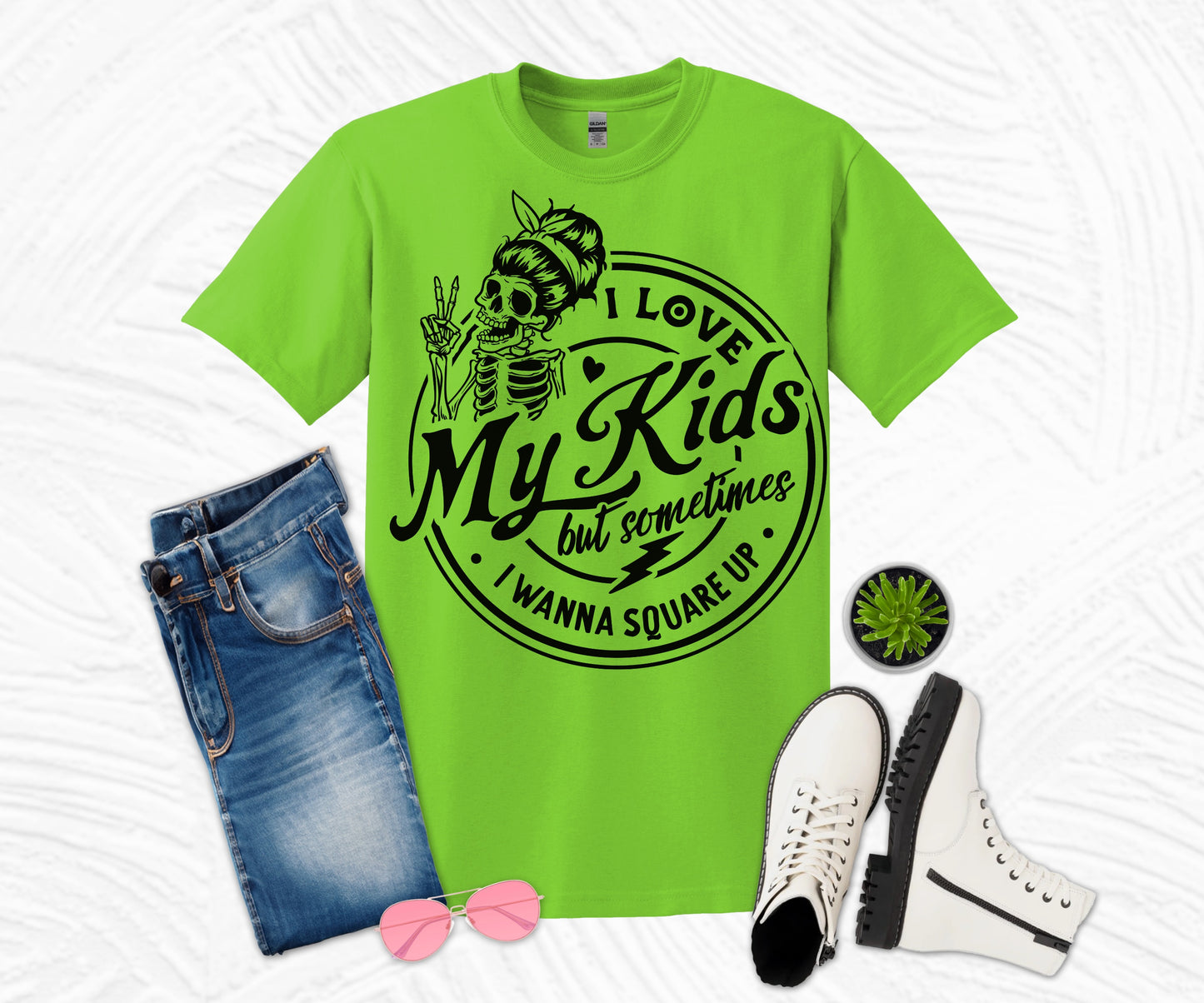 I Love My kids Black Design T-shirt
