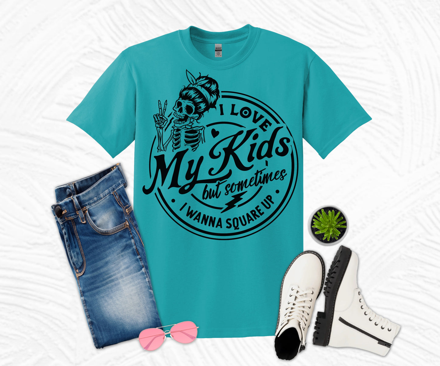I Love My kids Black Design T-shirt