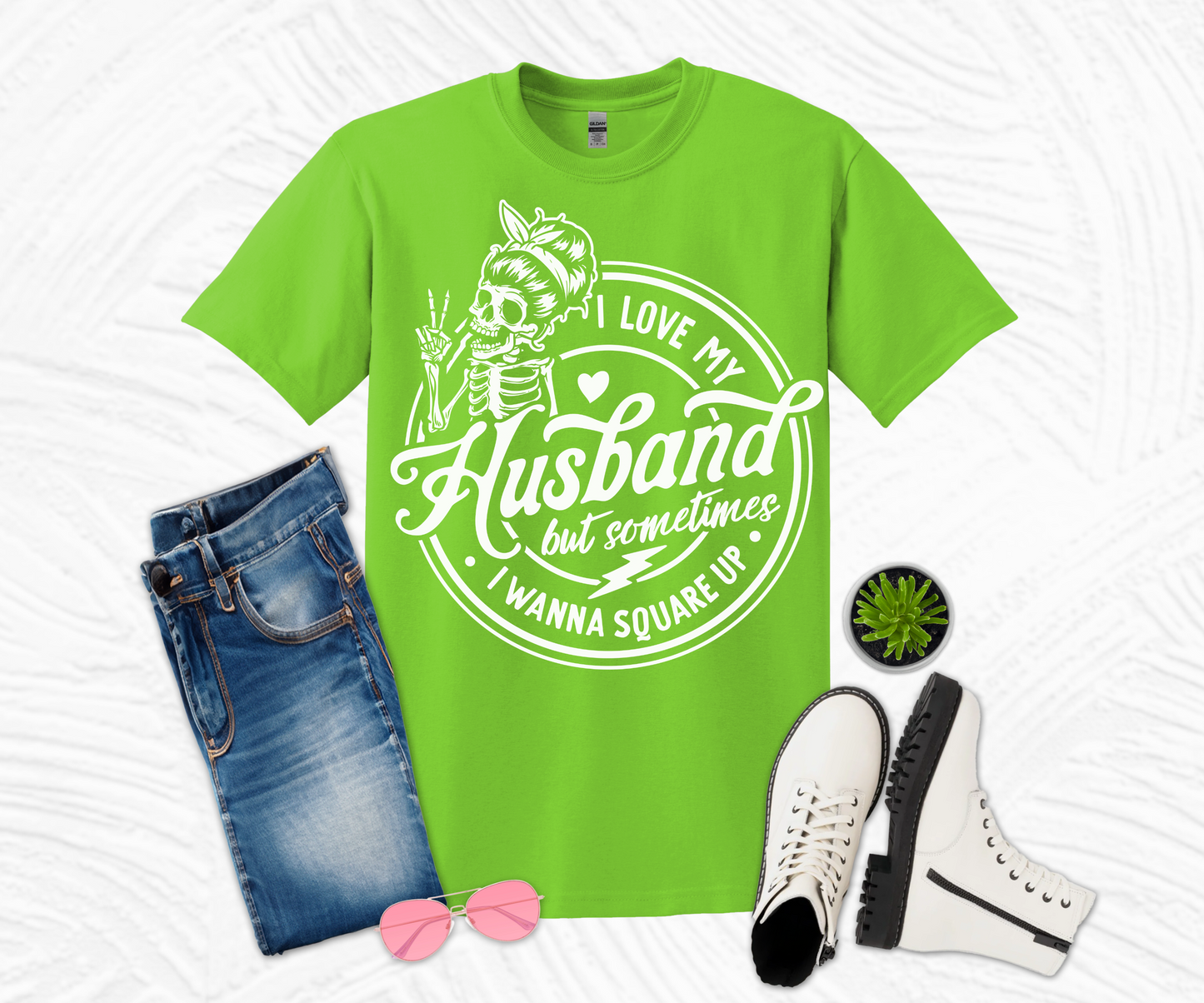 I Love My Husband White Design T-shirt