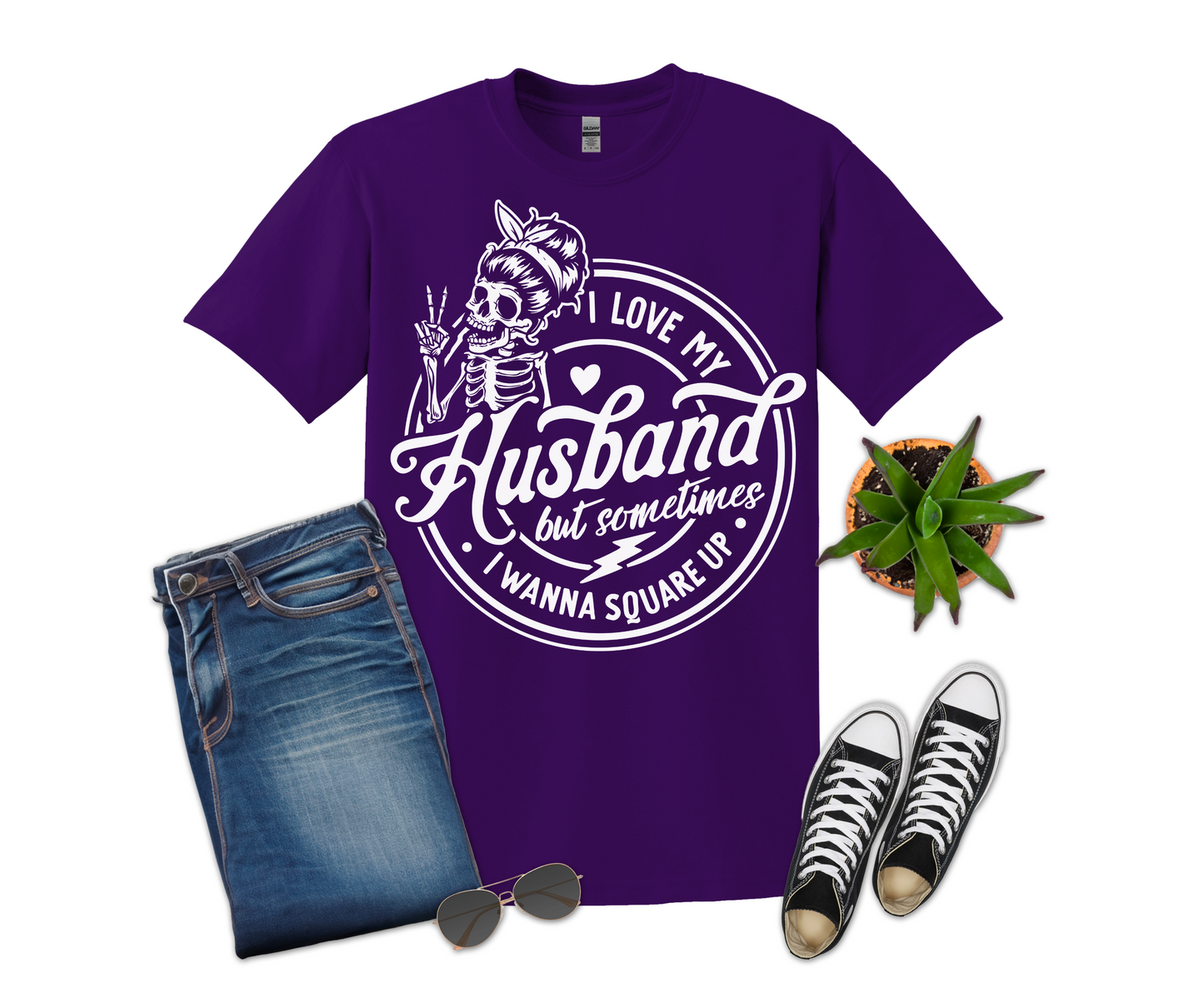 I Love My Husband White Design T-shirt