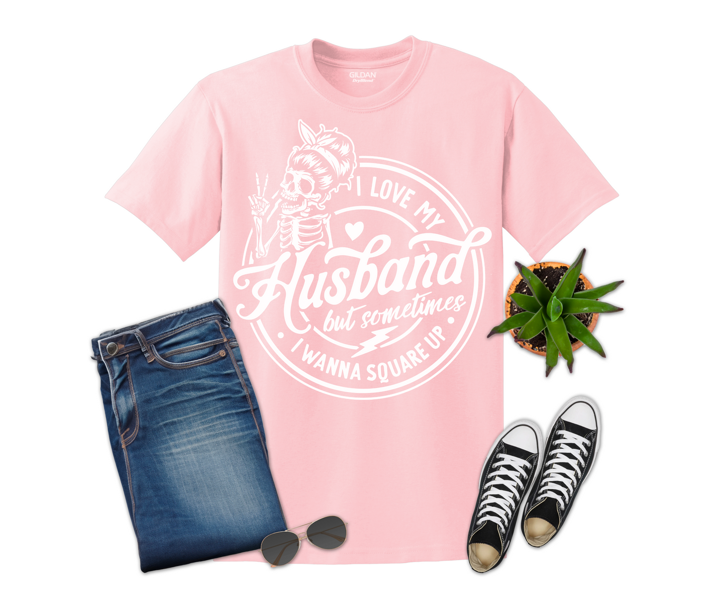 I Love My Husband White Design T-shirt