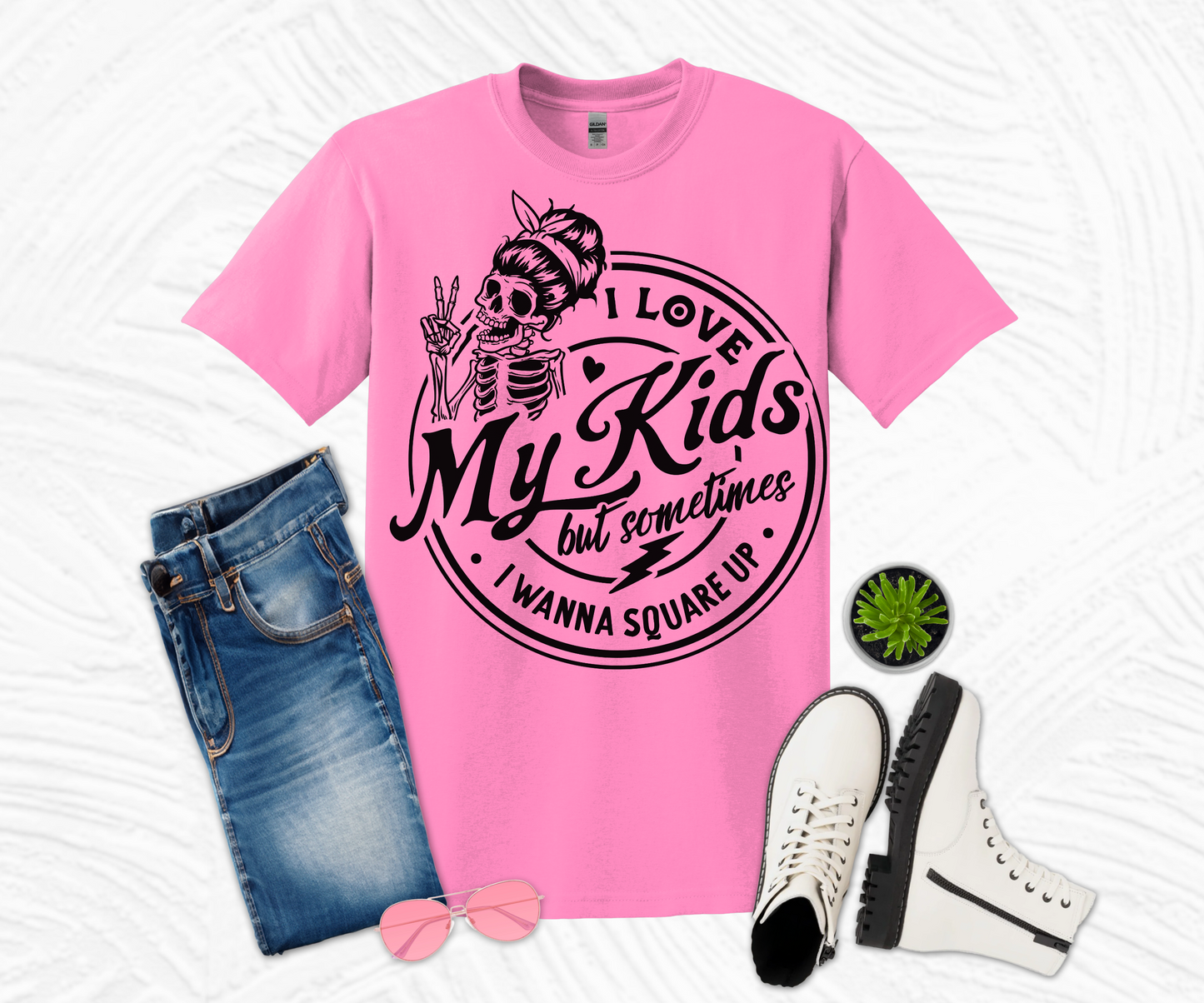 I Love My kids Black Design T-shirt