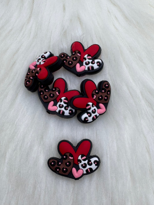 Red Heart Cluster Focal Bead