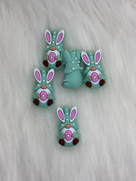 3D Teal Easter Gnome Focal Bead