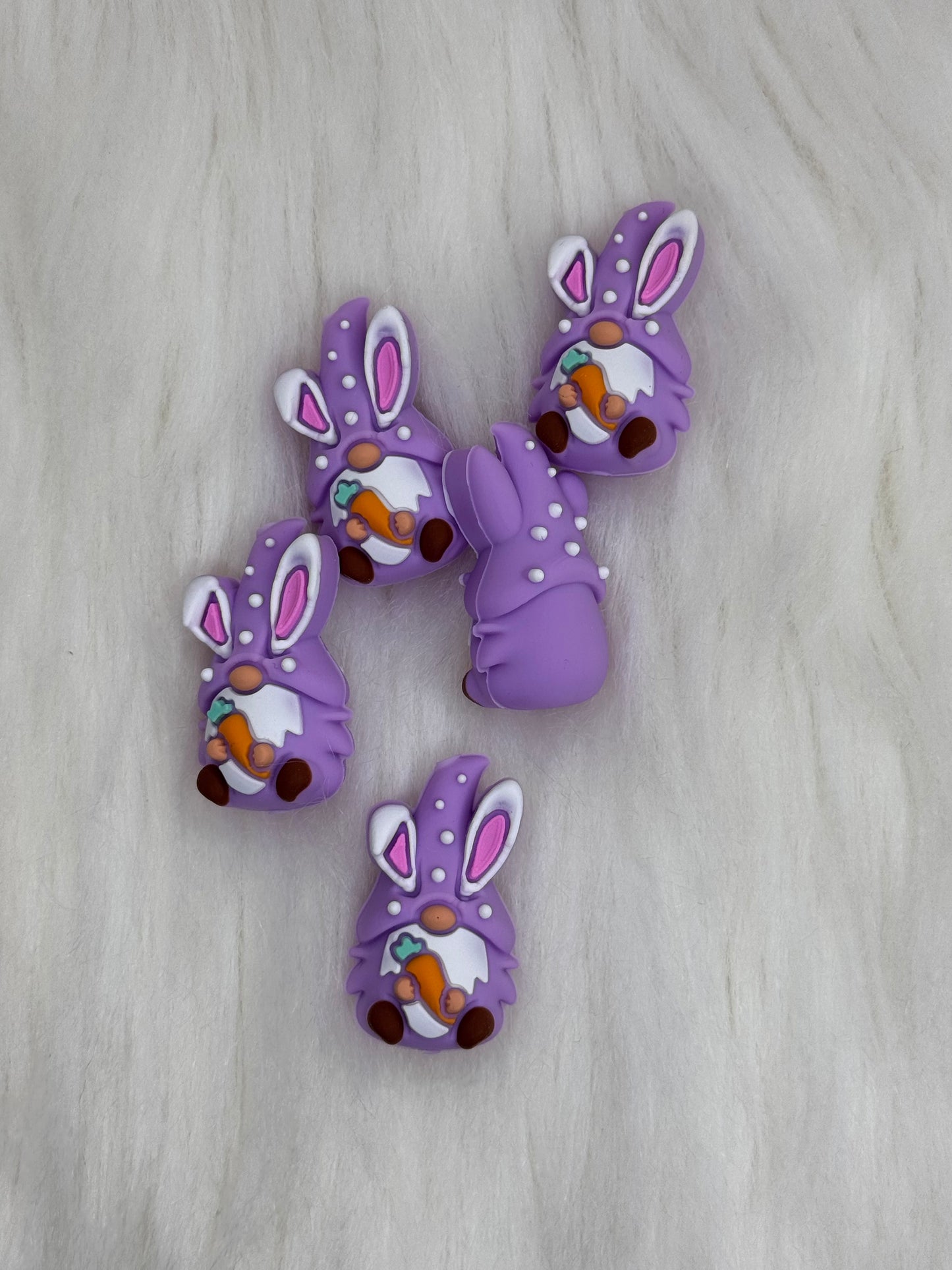 3D Purple Easter Gnome Focal Bead