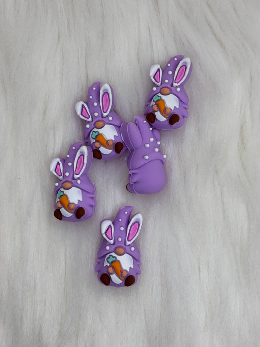 3D Purple Easter Gnome Focal Bead