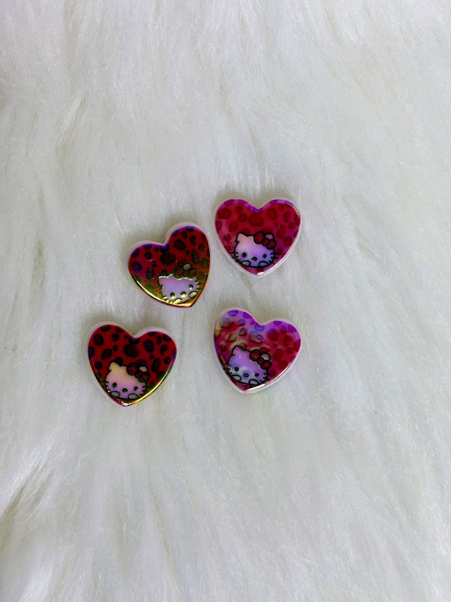 Hello Kitty Cheetah Print Acrylic Heart Focal