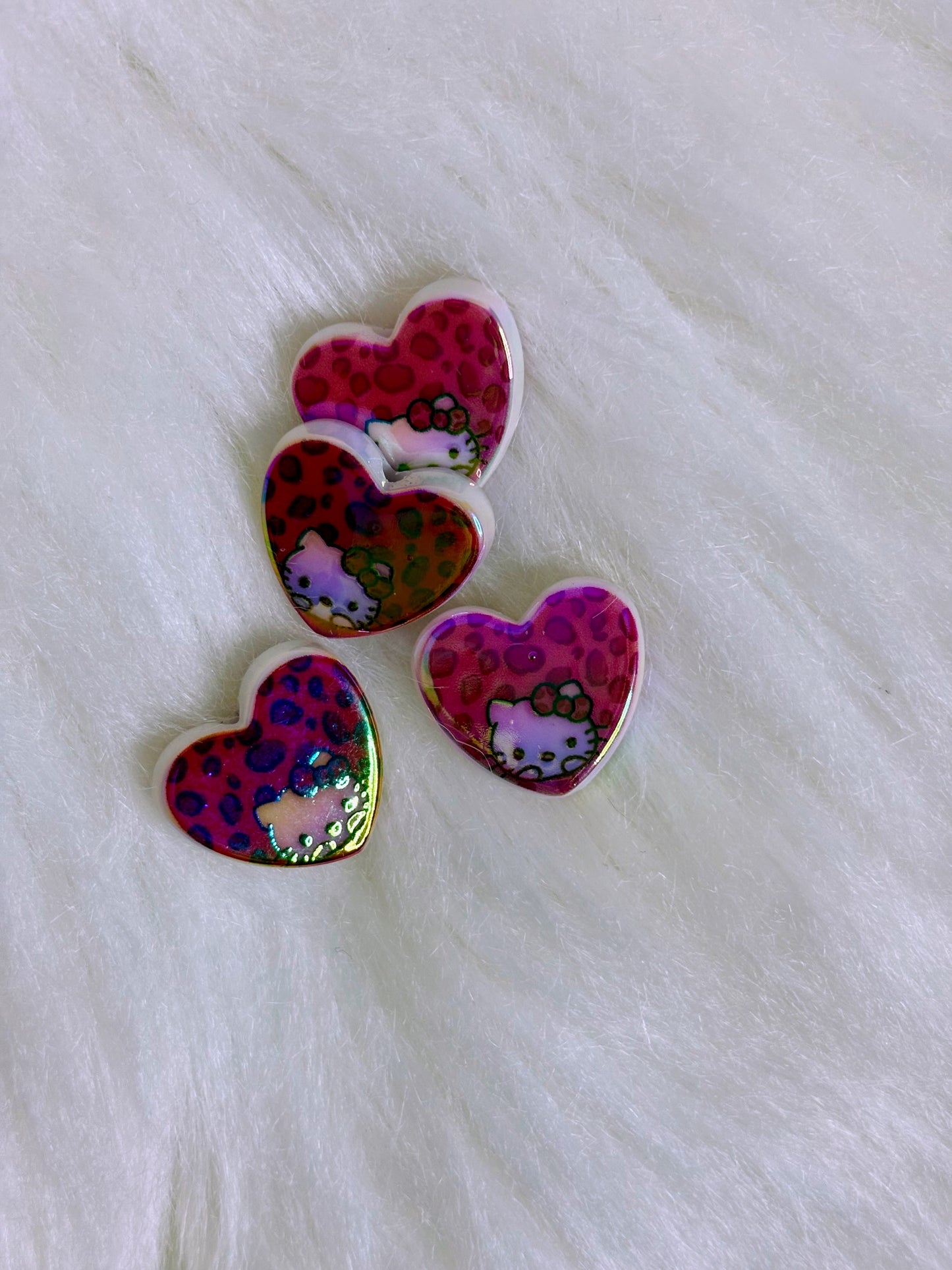 Hello Kitty Cheetah Print Acrylic Heart Focal