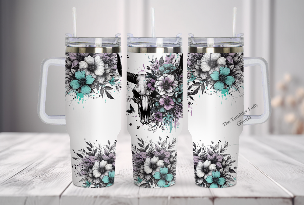 40oz Longhorn Floral