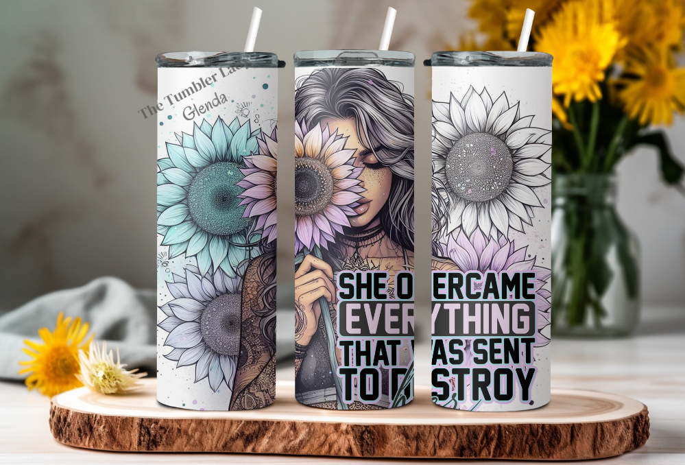 20oz She Overcame Everything Inspirational Tumbler